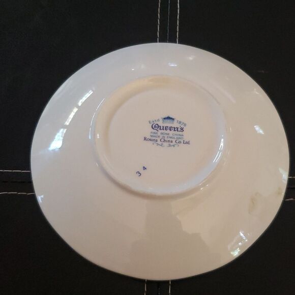 Vintage QUEEN'S Fine Bone China Tea Cup Saucer Rosina England 1875 Floral Rare - Picture 5 of 8